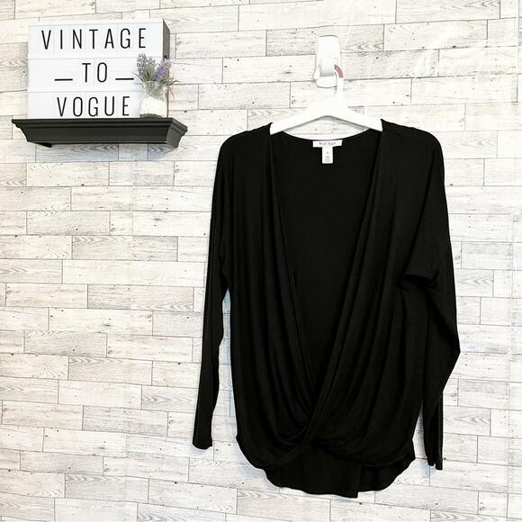 WHITE HOUSE BLACK MARKET Black Surplice Blouse, M - Picture 3 of 9